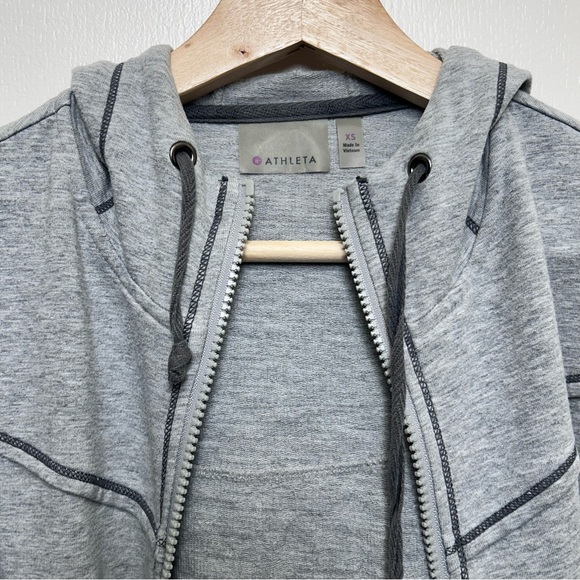 Y2K Athleta Floral Gray Full Zip Long Hoodie Jacket XS - Picture 4 of 12